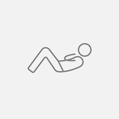 Image showing Man doing abdominal crunches line icon.