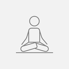 Image showing Man meditating in lotus pose line icon.