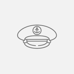 Image showing Captain peaked cap line icon.