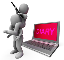 Image showing Diary Laptop Characters Show Internet Appointment Or Schedules