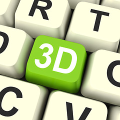 Image showing 3d Key Shows Three Dimensional Printer Or Font