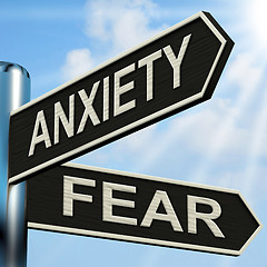 Image showing Anxiety And Fear Signpost Means Worried Nervous Or Scared