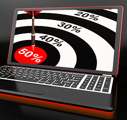 Image showing 50Percent On Laptop Showing Big Promotions