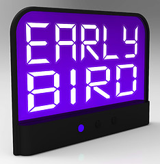 Image showing Early Bird Clock Shows Punctuality Or Ahead Of Schedule