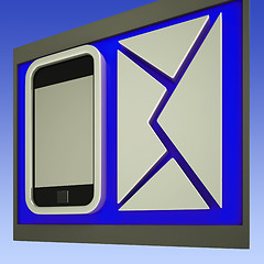 Image showing Envelope And Smartphone Shows Mobile Communication