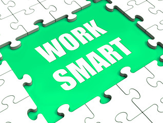 Image showing Work Smart Puzzle Shows Intelligent Clever Worker