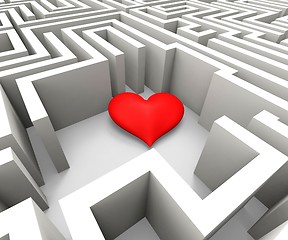 Image showing Finding Love Shows Heart In Maze