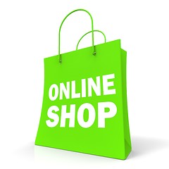 Image showing Shopping Online Bag Shows Internet Buying