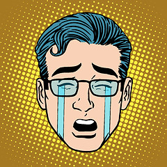 Image showing Emoji crying sadness man face icon symbol