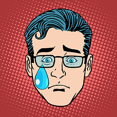 Image showing Emoji cry sadness man face icon symbol