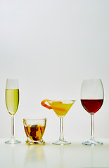 Image showing set with different drinks on white background