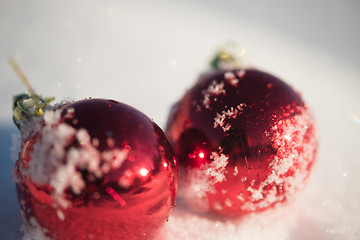 Image showing christmas ball in snow