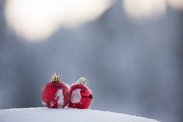 Image showing christmas ball in snow