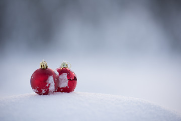 Image showing christmas ball in snow