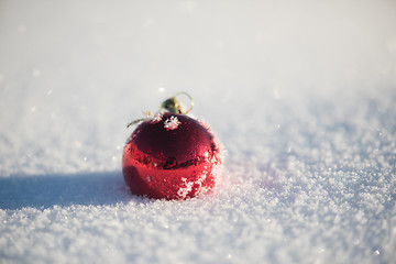 Image showing christmas ball in snow