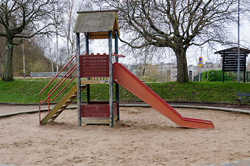 Image showing playground in the park with a slide