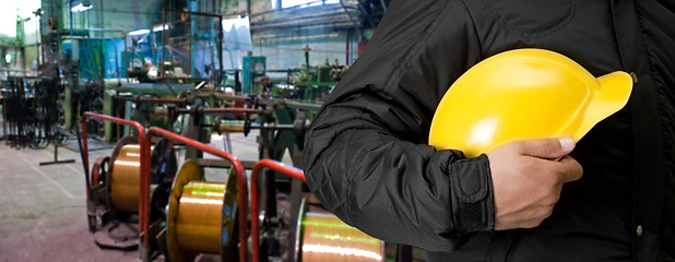 Image showing Worker with safety helmet 