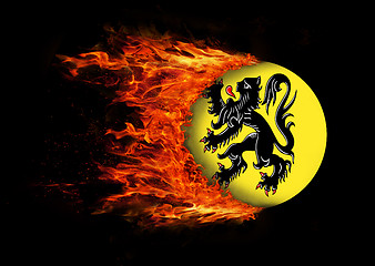 Image showing Flag with a trail of fire - Flanders