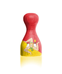 Image showing Wooden pawn with a painting of a flag