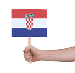 Image showing Hand holding small card - Flag of Croatia