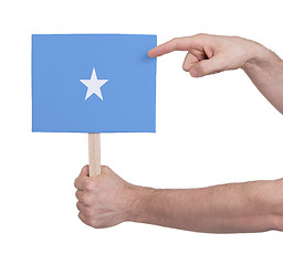 Image showing Hand holding small card - Flag of Somalia