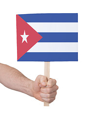 Image showing Hand holding small card - Flag of Cuba