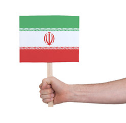 Image showing Hand holding small card - Flag of Iran