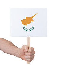 Image showing Hand holding small card - Flag of Cyprus