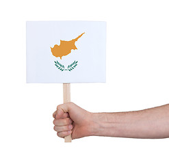 Image showing Hand holding small card - Flag of Cyprus