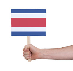 Image showing Hand holding small card - Flag of Costa Rica