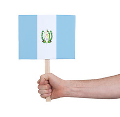 Image showing Hand holding small card - Flag of Guatemala