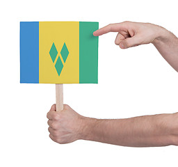 Image showing Hand holding small card - Flag of Saint Vincent and the Grenadin