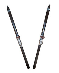 Image showing Pair of old wooden skis