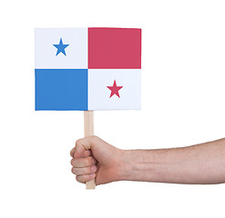 Image showing Hand holding small card - Flag of Panama