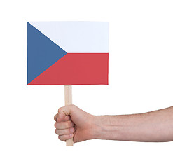 Image showing Hand holding small card - Flag of Czech Republic