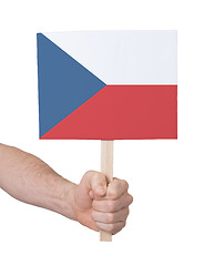 Image showing Hand holding small card - Flag of Czech Republic