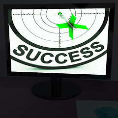 Image showing Success On Monitor Shows Progress
