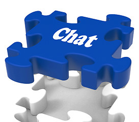 Image showing Chat Jigsaw Shows Talking Chatting Typing Or Texting