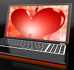 Image showing Heart On Laptop Showing Cupid Shot
