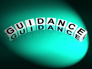 Image showing Guidance Dice Show Guiding Advising and Directing
