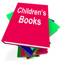 Image showing Children\'s Books Book Stack Shows Reading For Kids