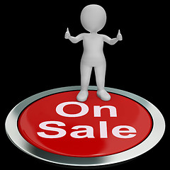 Image showing On Sale Button Means Reduced Price And Cheap Products