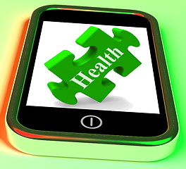 Image showing Health Smartphone Means Looking After Yourself And Wellbeing