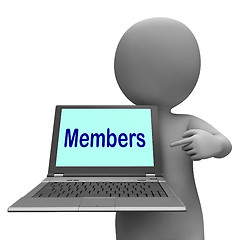 Image showing Members Laptop Shows Member Register And Web Subscribing