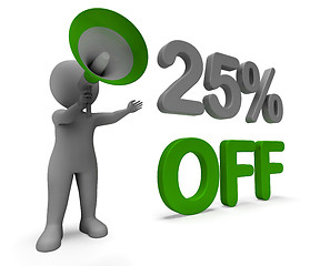 Image showing Twenty Five Percent Off Character Means Cut Rate Or Sale 25%