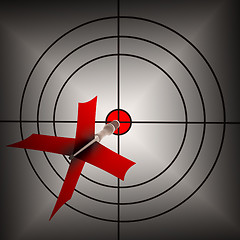 Image showing Arrow Aiming On Dartboard Shows Aiming Accuracy