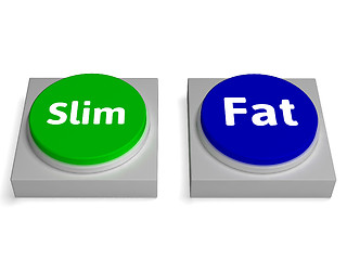 Image showing Slim Fat Buttons Shows Thin Or Overweight