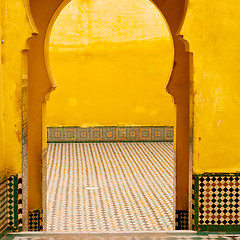 Image showing old door in morocco africa ancien and wall ornate brown