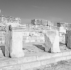 Image showing  anatolia pamukkale    old construction in asia turkey the colum