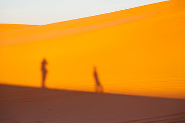 Image showing sunshine in   desert of morocco sand and dune